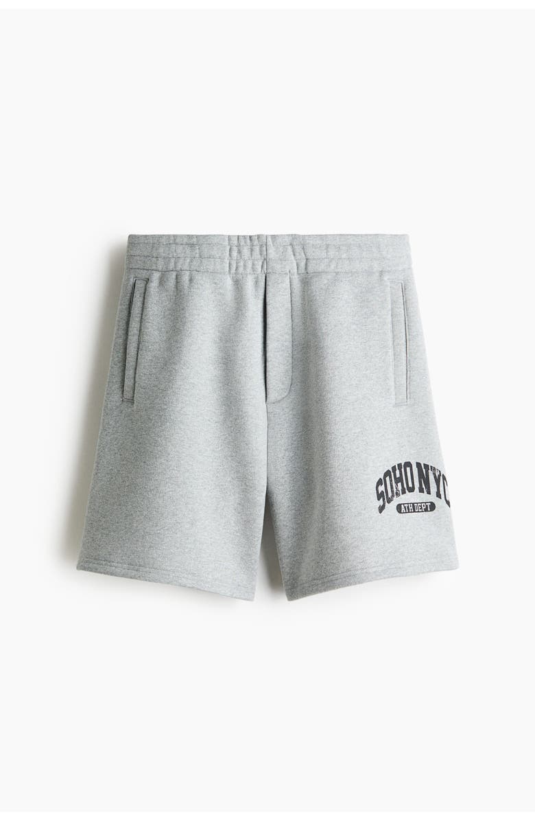 H&M Relaxed Fit Shorts, Main, color, Light Gray Melange/Soho Nyc