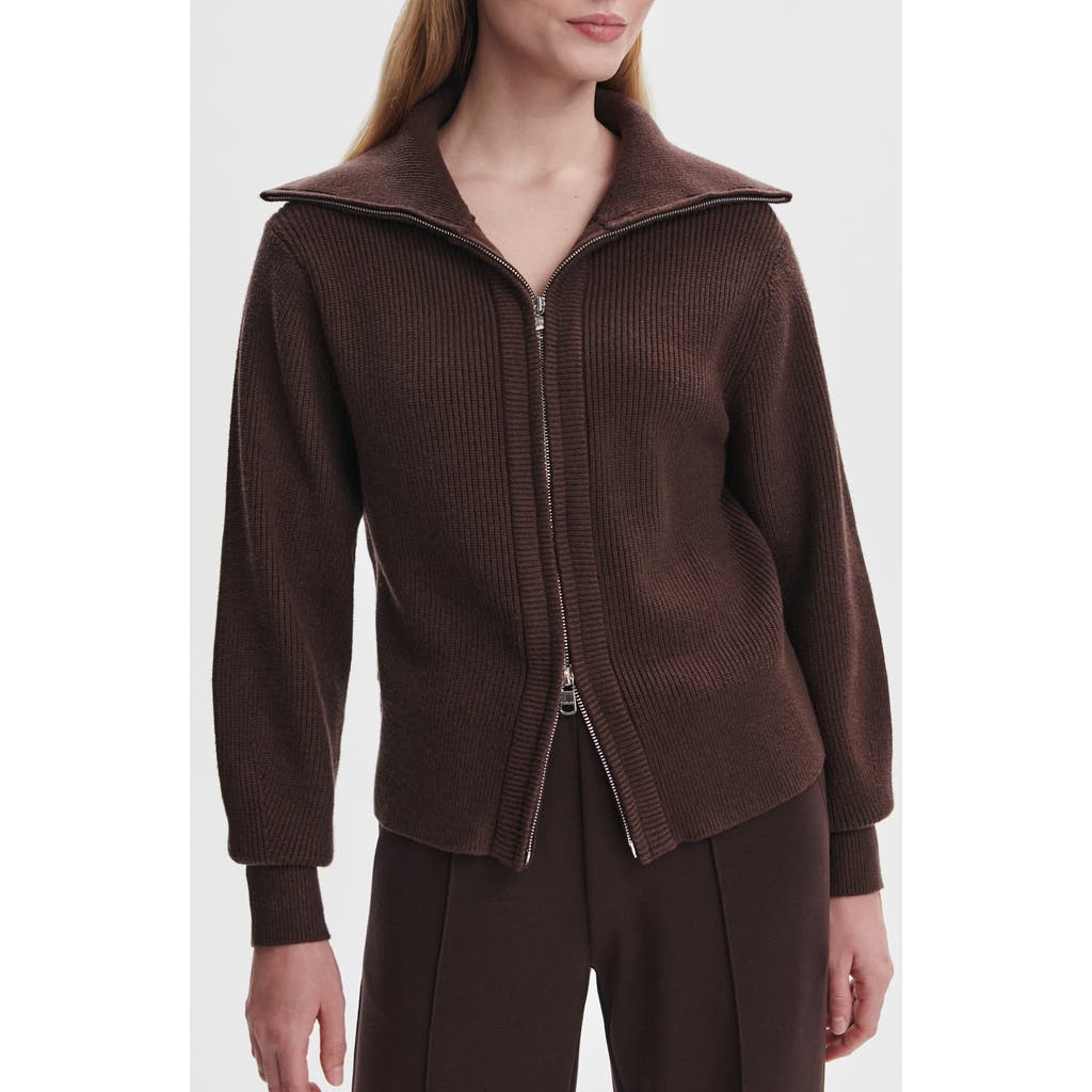 Varley Enrico Knit Zip Jacket In Brown