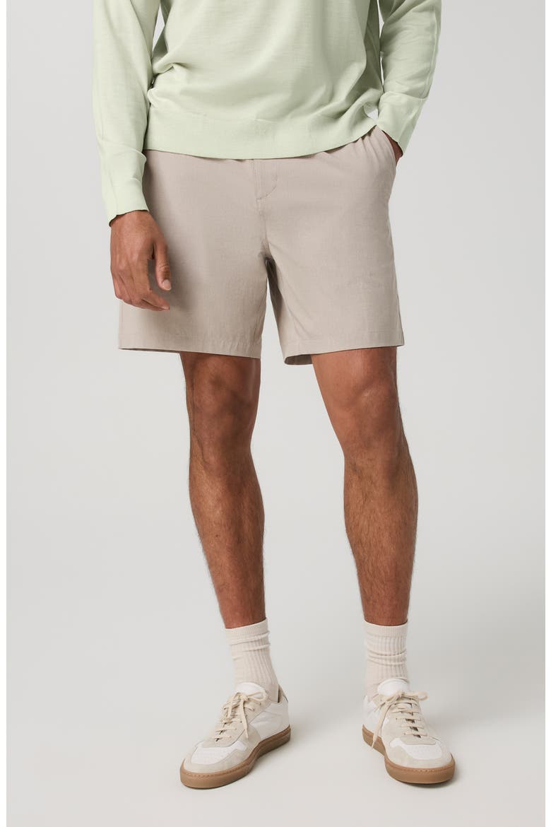 Aim Elastic Waist Woven Shorts, Main, color, KHAKI LINEN TEXTURE