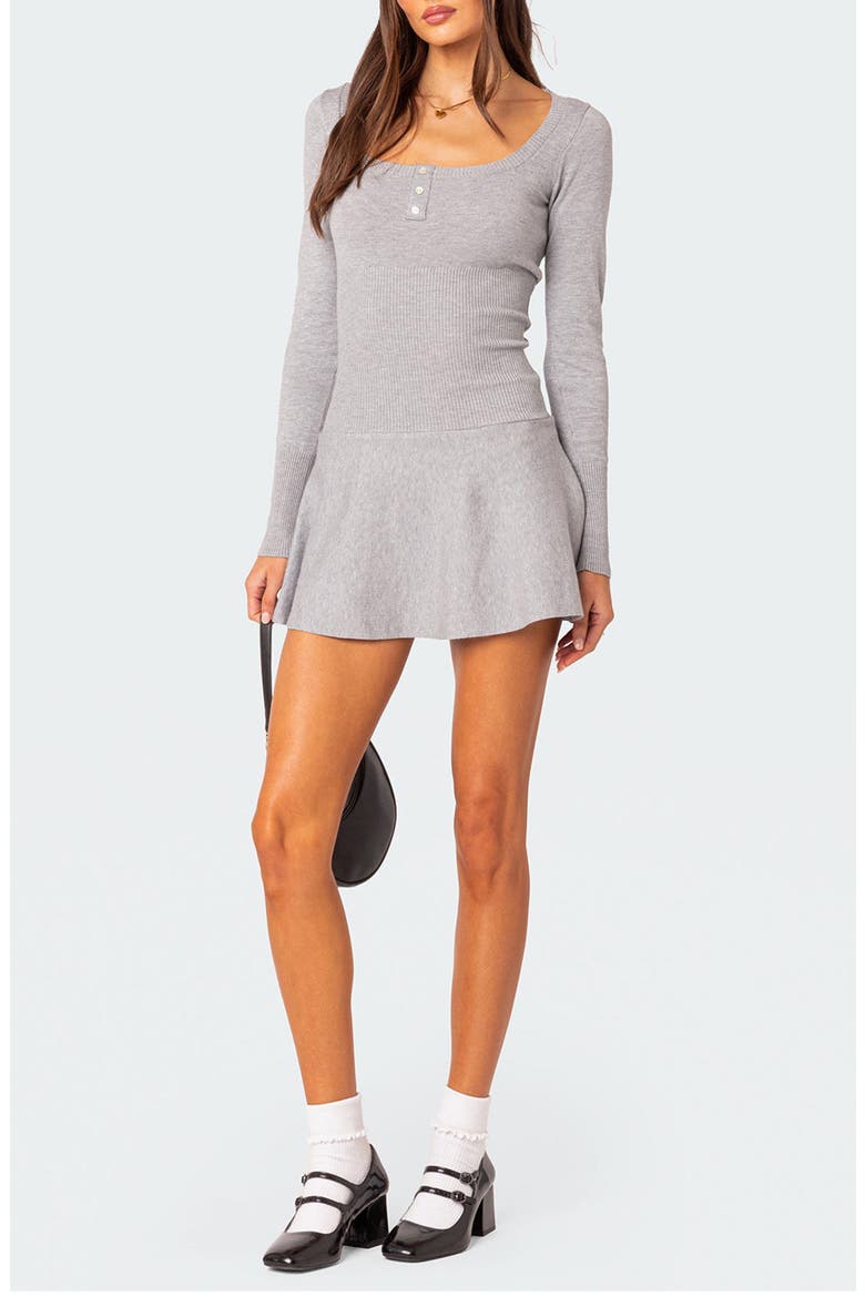 Sylver Long Sleeve Knit Minidress, Main, color, GRAY-MELANGE