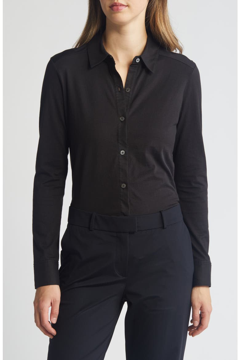 Riduro Organic Cotton Button-Up Shirt, Main, color, BLACK