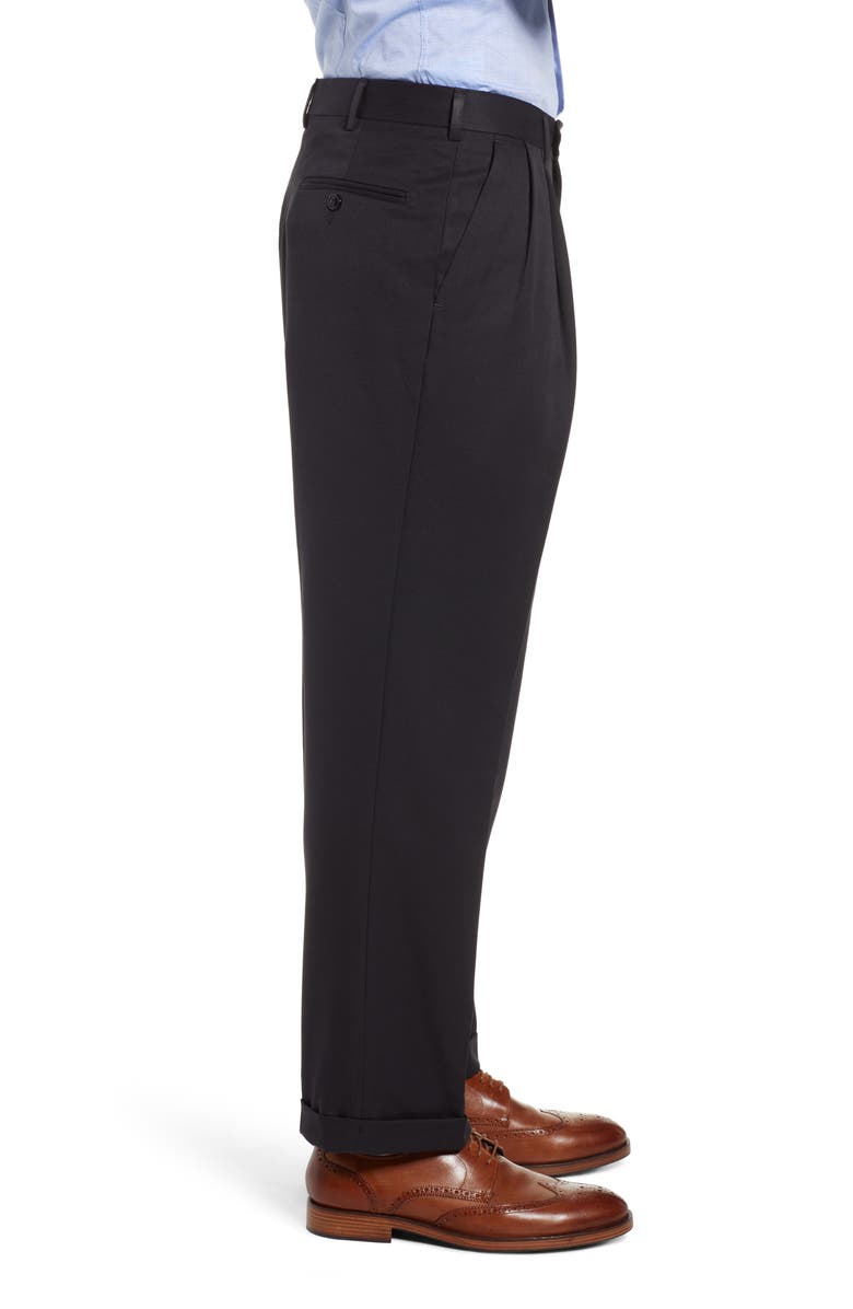 Berle Classic Fit Pleated Microfiber Performance Dress Pants, Alternate, color, Black