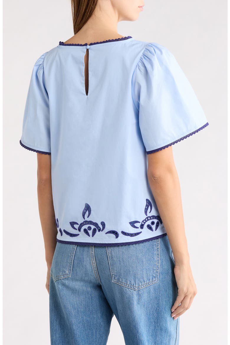 Jocie Embroidered Puff Sleeve Top, Alternate, color, LIGHT-BLUE