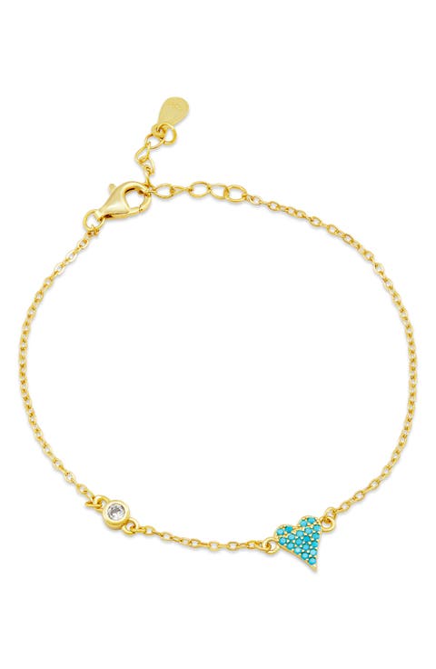 Faux Turquoise Pavé Butterfly Station Bracelet