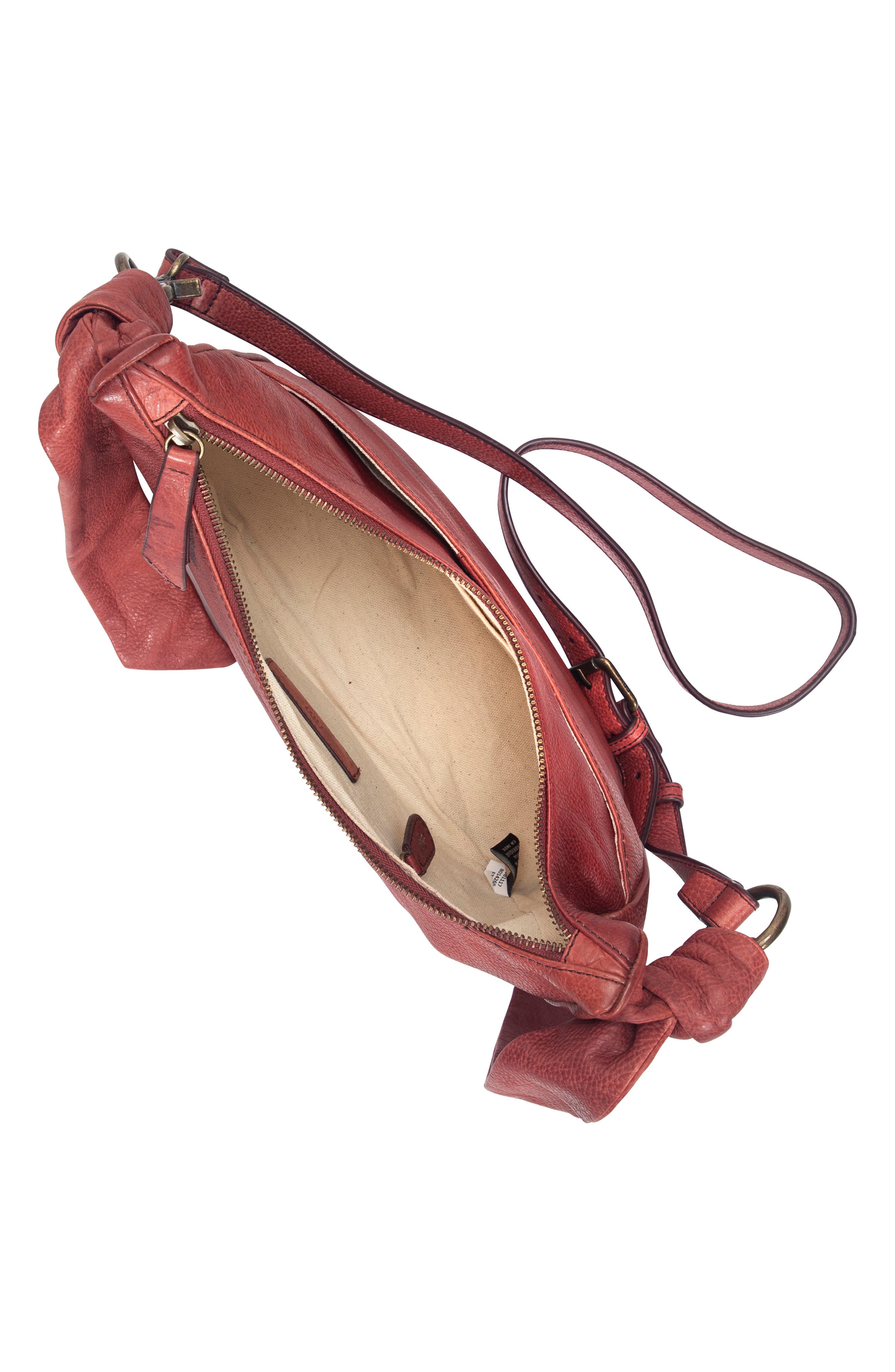 Frye Nora Knotted Leather Crossbody Strap, Alternate, color, Burgundy