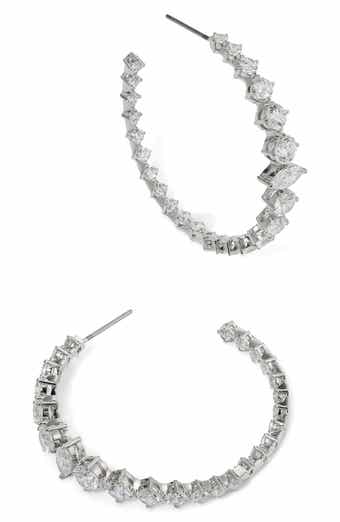 Nadri Graduated Cubic Zirconia Inside Out Hoop Earrings