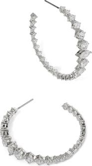 Nadri Graduated Cubic Zirconia Inside Out Hoop Earrings