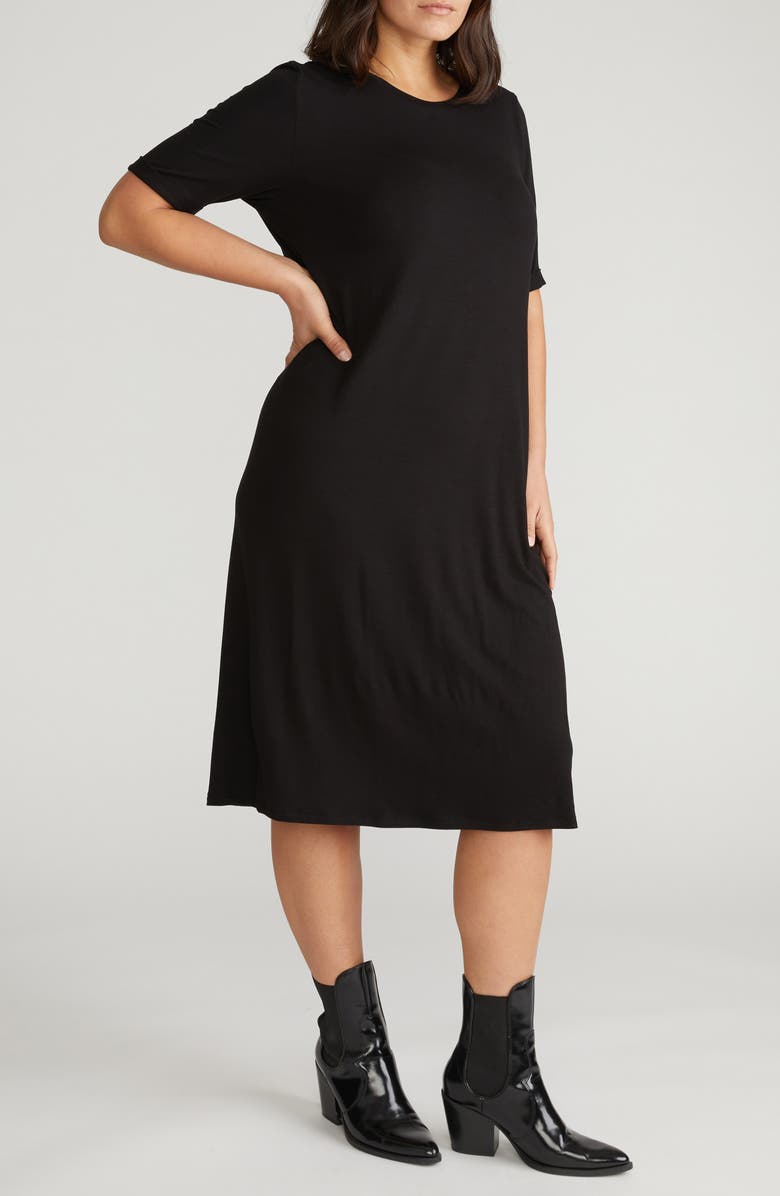 Universal Standard Lily Liquid Jersey Dress, Alternate, color, Black