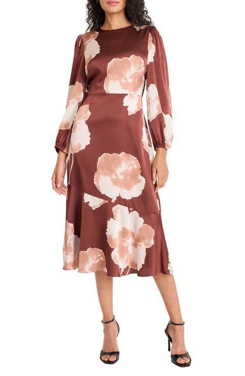 Floral Long Sleeve Midi Dress