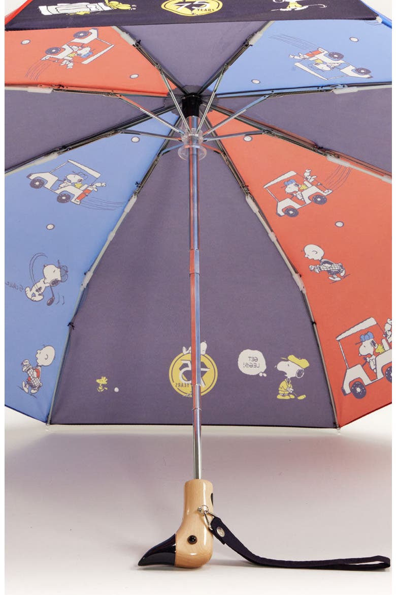 Peanuts Eco-Friendly Compact Duck Umbrella, Alternate, color, Navy Golf Print