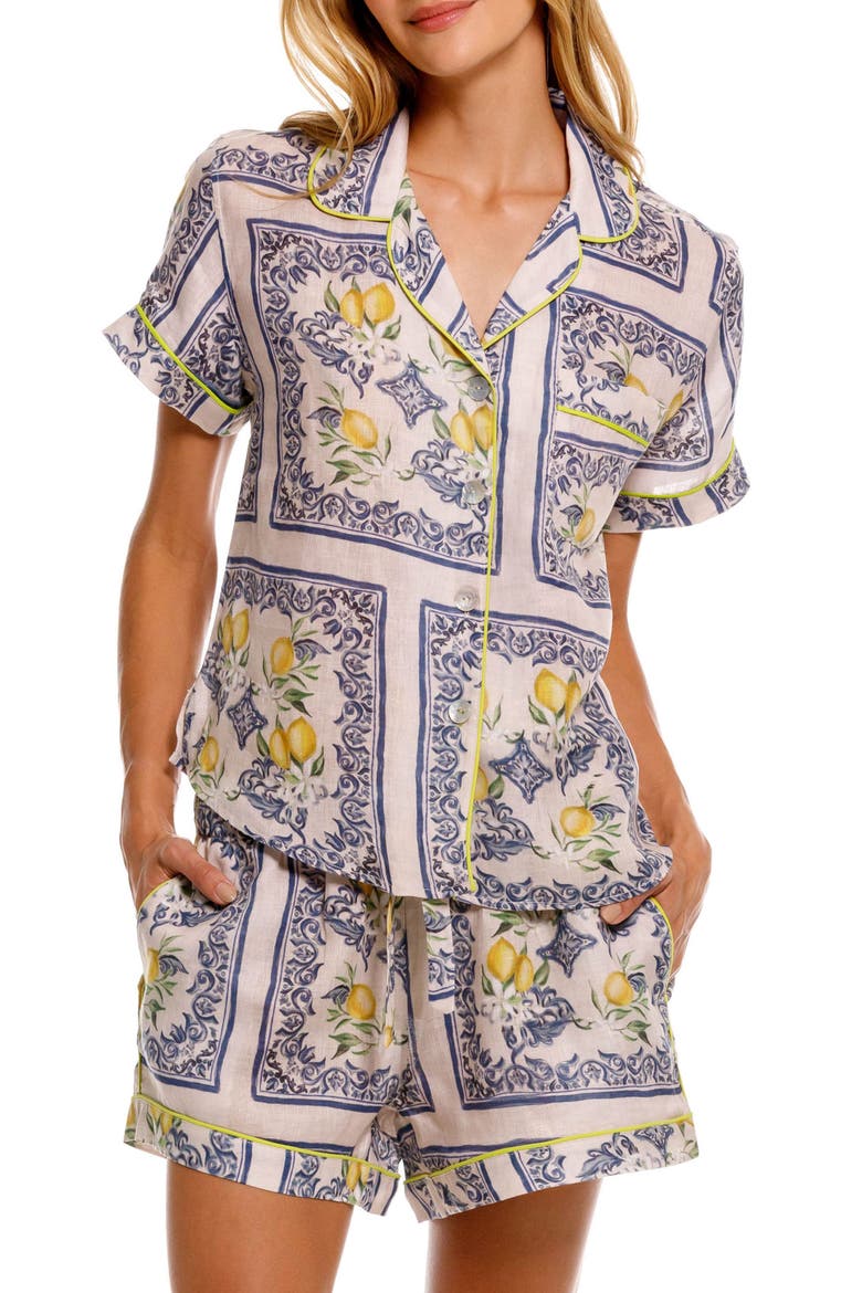 Nina Linen Short Pajamas, Main, color, WHITE