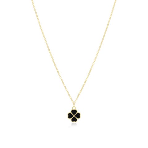 Onyx Lucky Clover Necklace