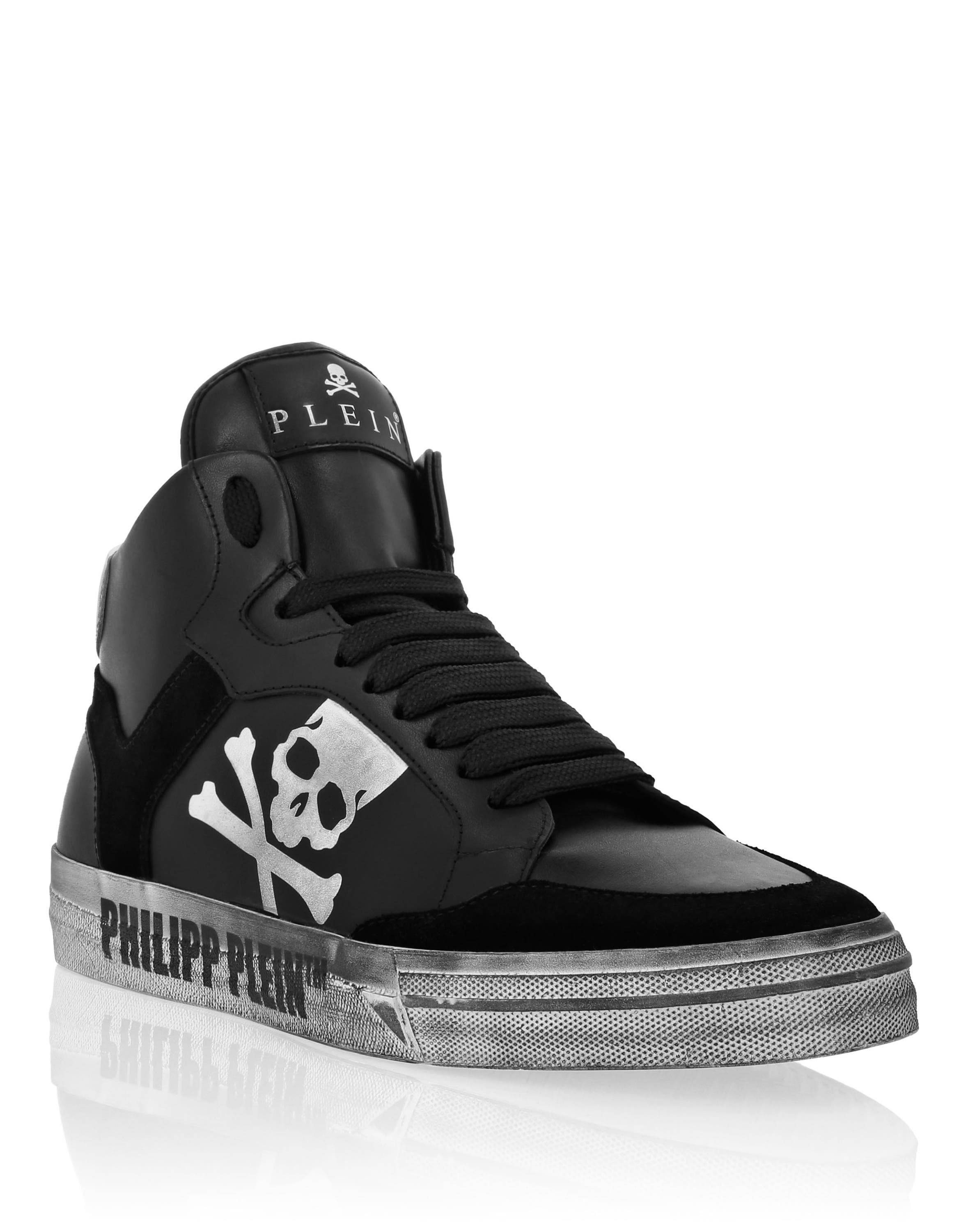 High-Top Sneakers Retrokickz Leather Unisex, Main, color, black/silver