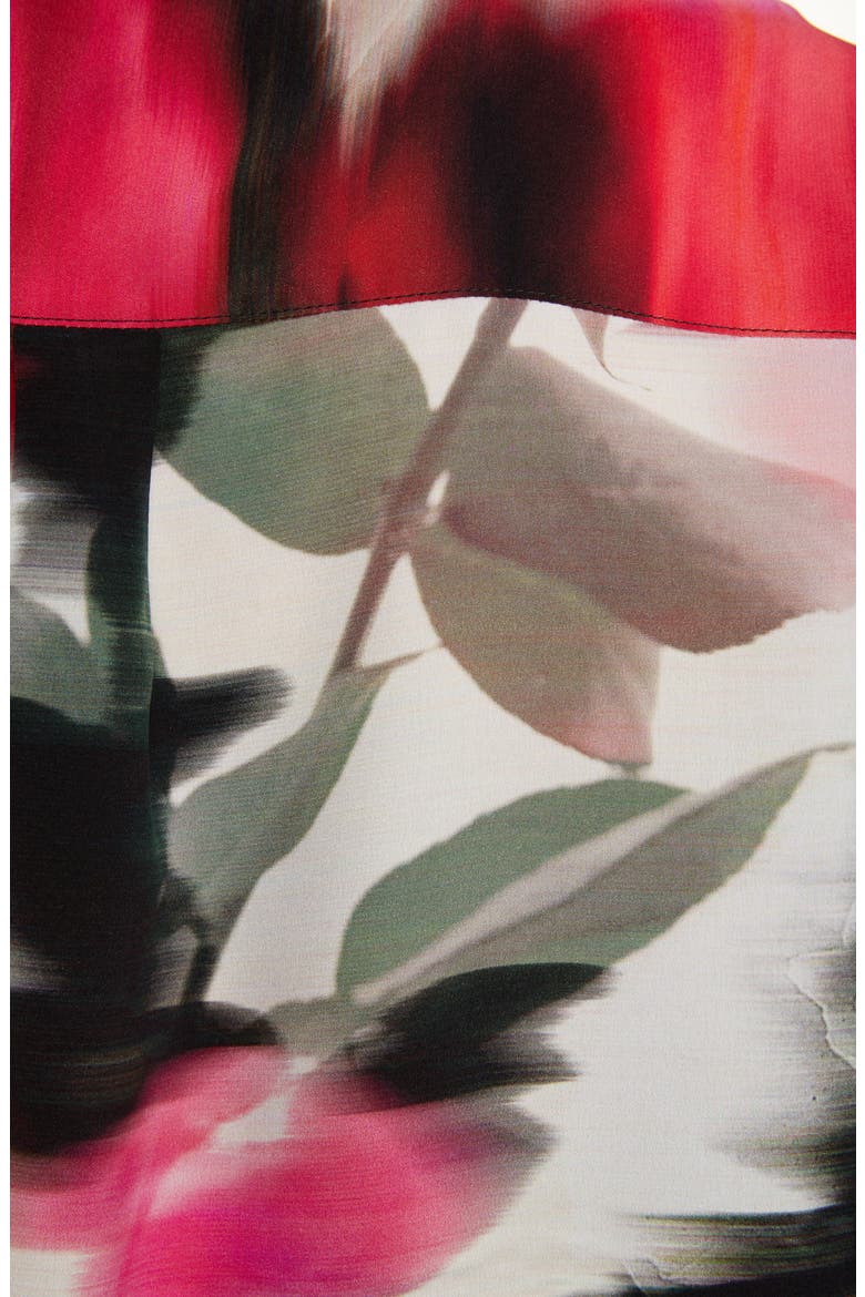 Alexander McQueen Rose Print Silk Blouse, Alternate, color, PINK