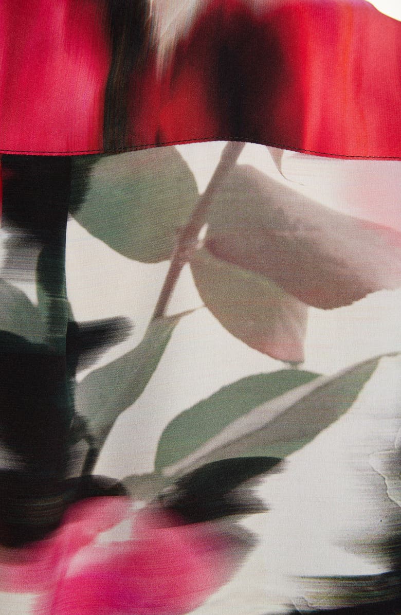 McQueen Alexander McQueen Rose Print Silk Blouse, Alternate, color, 