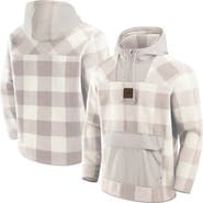 FANATICS Men's Fanatics Gray Detroit Lions Elements Plaid Polar Fleece Quarter-Zip Hoodie