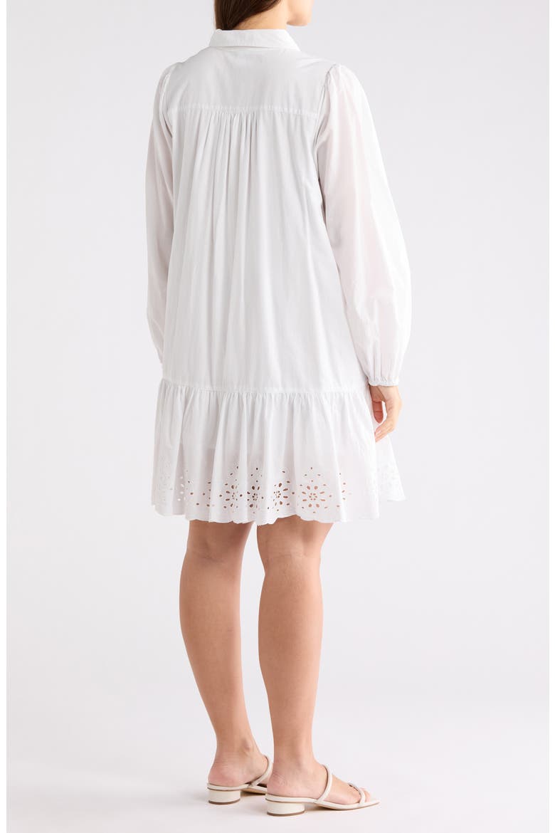 Long Sleeve Poplin Eyelet Trim Dress, Alternate, color, WHITE BLANC