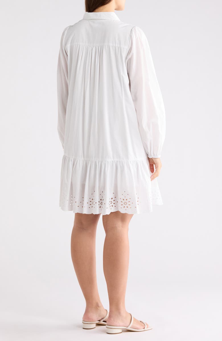 Melrose and Market Long Sleeve Poplin Eyelet Trim Dress, Alternate, color, White Blanc