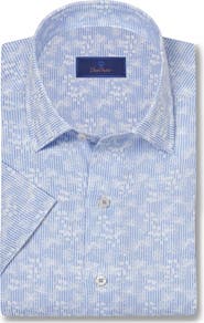 David Donahue Linen & Cotton Short Sleeve Sport Shirt