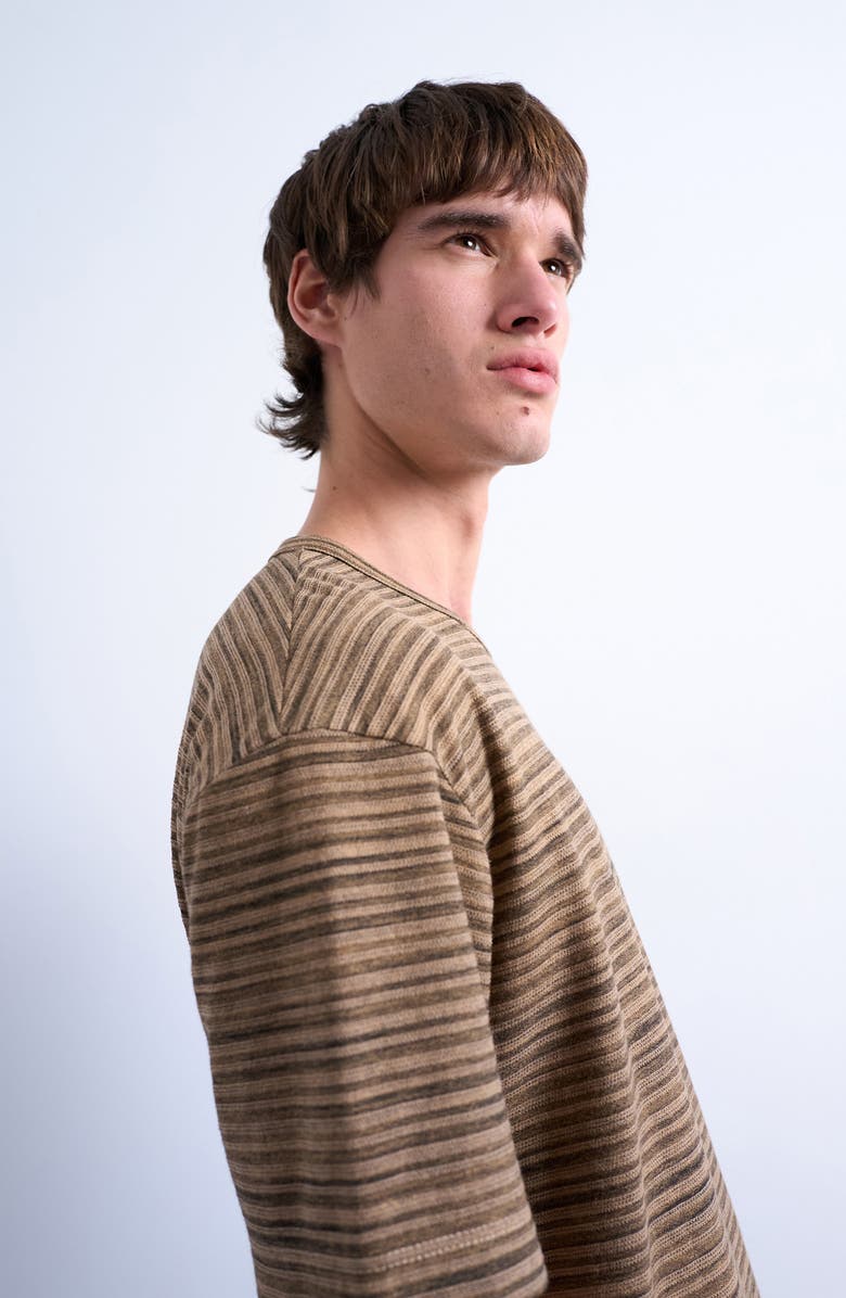 Topman Oversize Stripe Cotton T-Shirt, Alternate, color, Brown