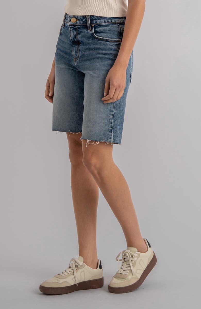 KUT from the Kloth Hailey Raw Hem High Waist Denim Bermuda Shorts, Alternate, color, Vigor
