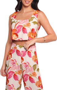 Petal & Pup Dahliae Floral Cotton & Linen Crop Tank