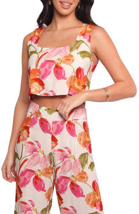 Petal & Pup Dahliae Floral Cotton & Linen Crop Tank