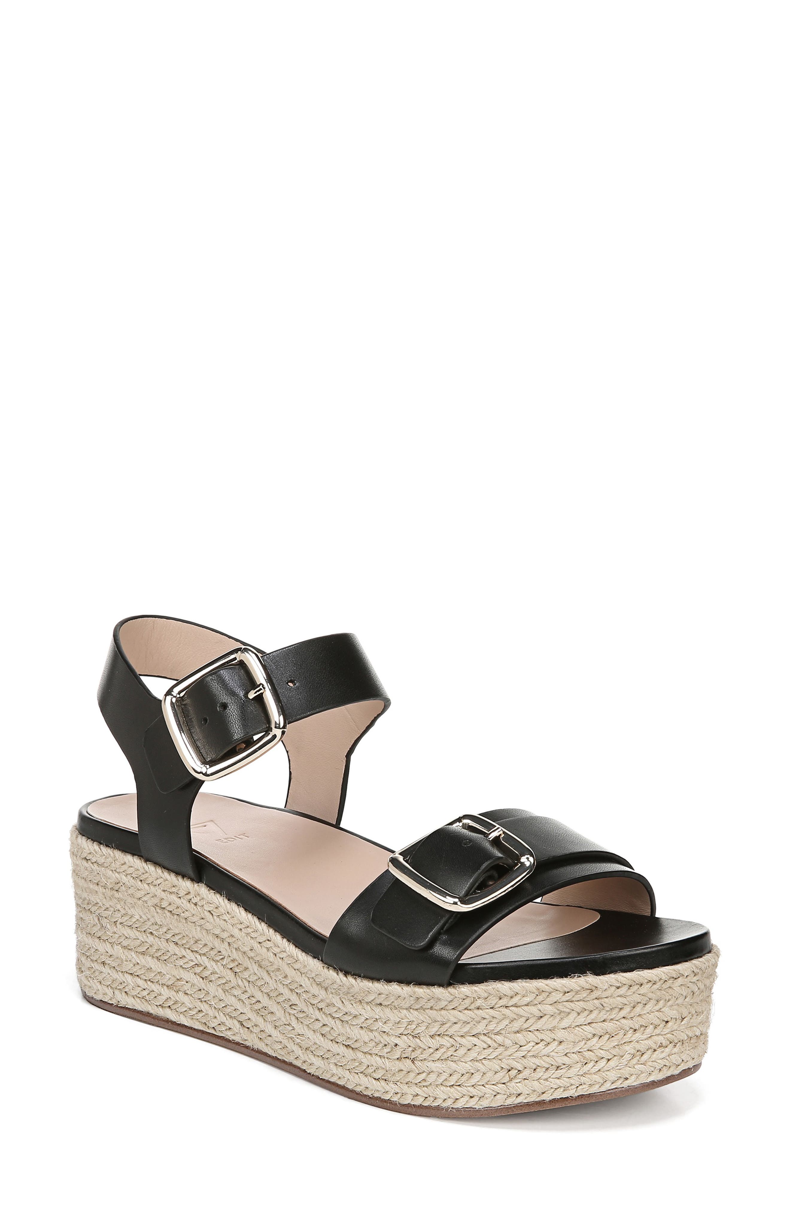 27 Edit Jovana Espadrille Platform Sandal, Main, color, BLACK LEATHER
