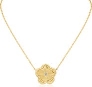 CZ by Kenneth Jay Lane Cubic Zirconia Textured Clover Pendant Necklace