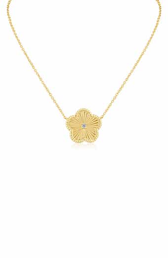 CZ by Kenneth Jay Lane Cubic Zirconia Textured Clover Pendant Necklace