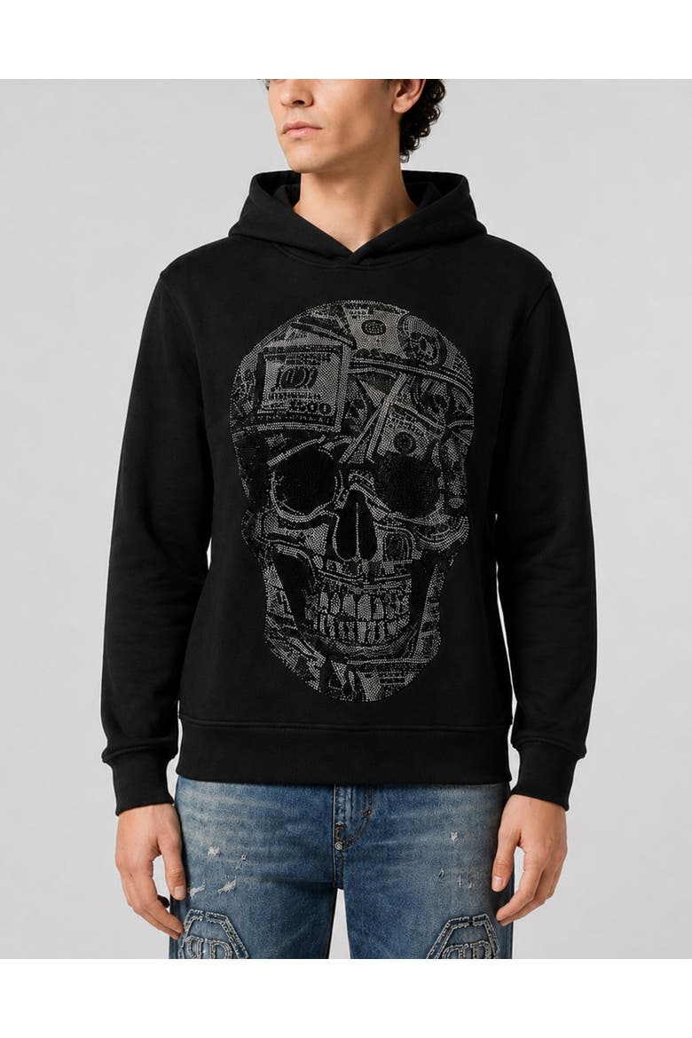 Jersey Hoodie Skull Dollar Stones Men, Main, color, black