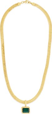 Sterling Forever Calder Cubic Zirconia Pendant Herringbone Chain Necklace