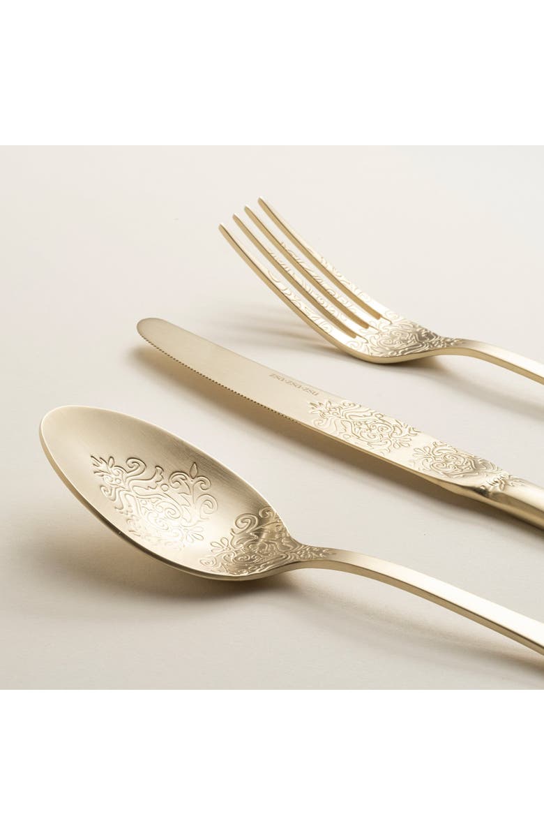 Zsa Zsa Zsu Dume Patterned Steel Dessert Knife Set Of 4, Alternate, color, Champagne