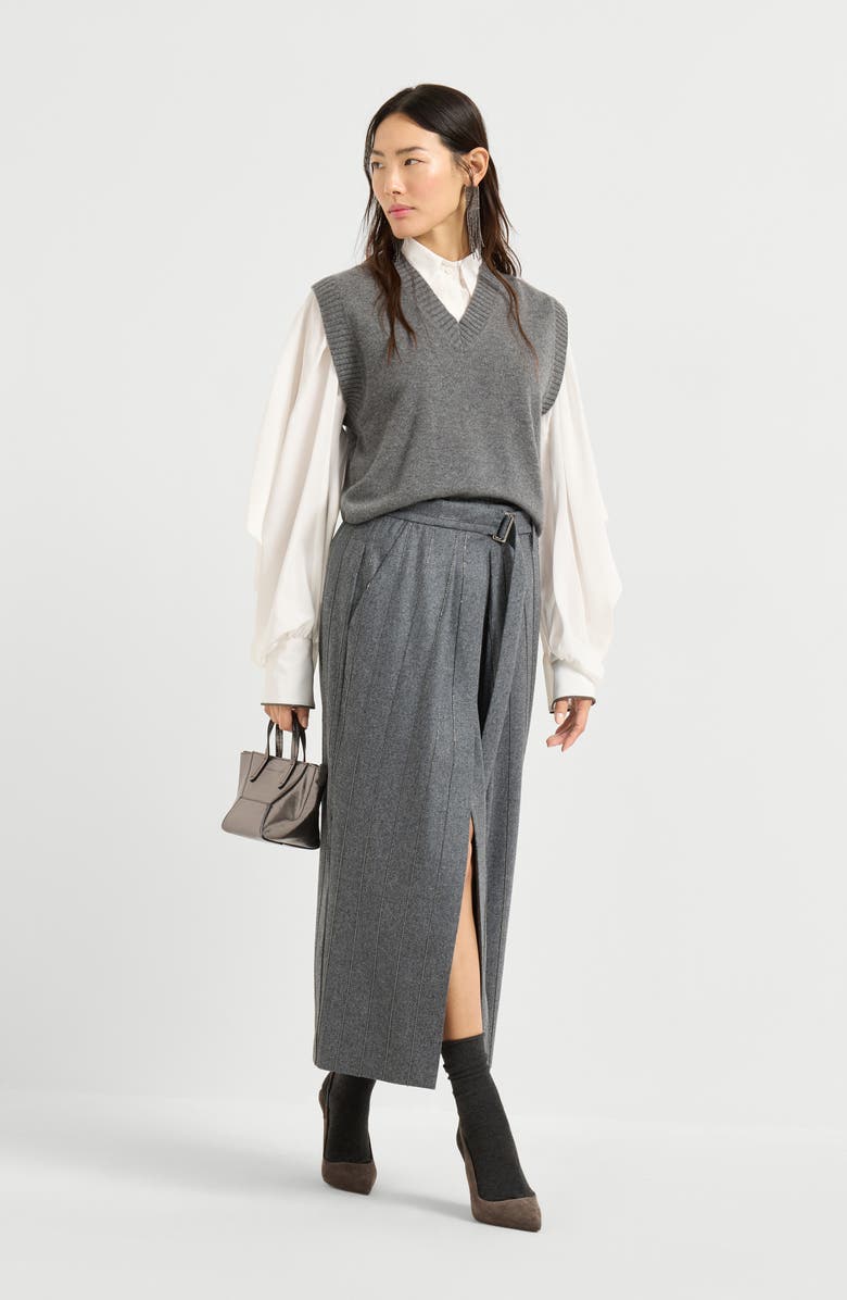 Brunello Cucinelli Sartorial wrap skirt, Alternate, color, Dark Grey