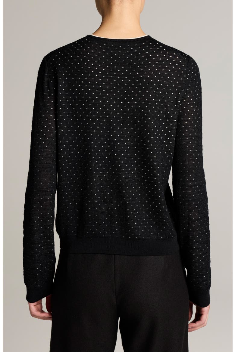 Dot Motif Wool Blend Cardigan, Alternate, color, BLACK/ OFF WHITE