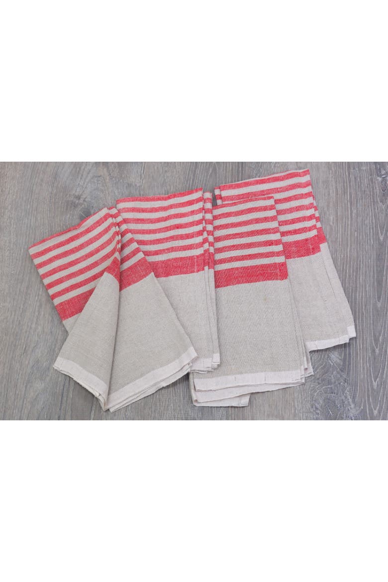 Brittany Napkins - Set of 4, Alternate, color, Natural, Red 20" x 20"