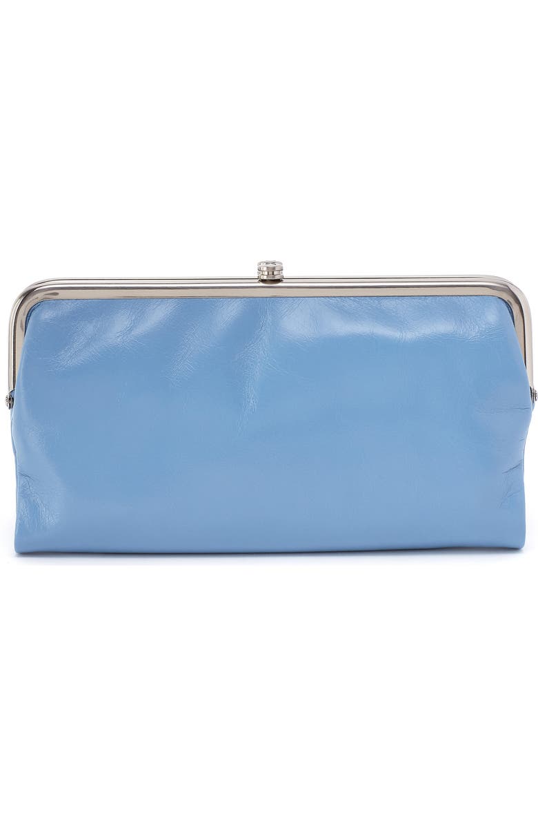 HOBO Lauren Leather Double Frame Clutch, Main, color, Faded Denim