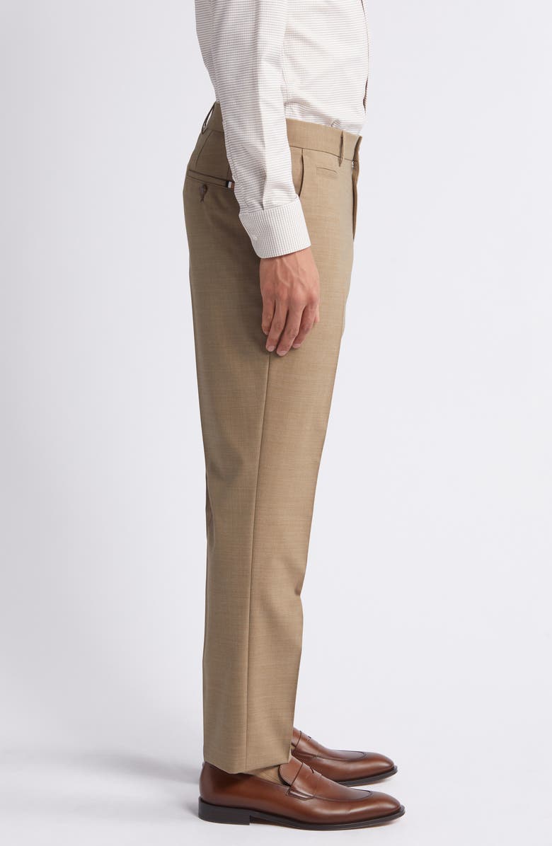 BOSS Genius Virgin Wool Blend Flat Front Dress Pants, Alternate, color, Open Beige