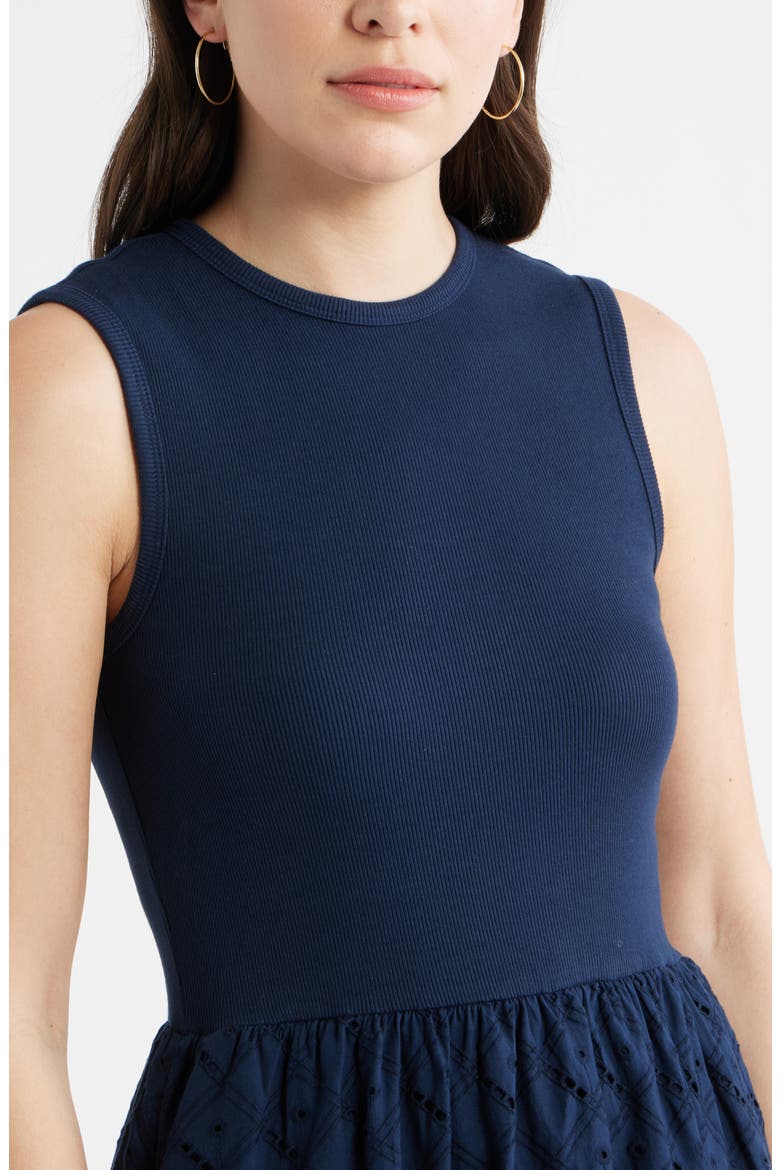 Mixed Media Midi Dress, Alternate, color, NAVY STILL