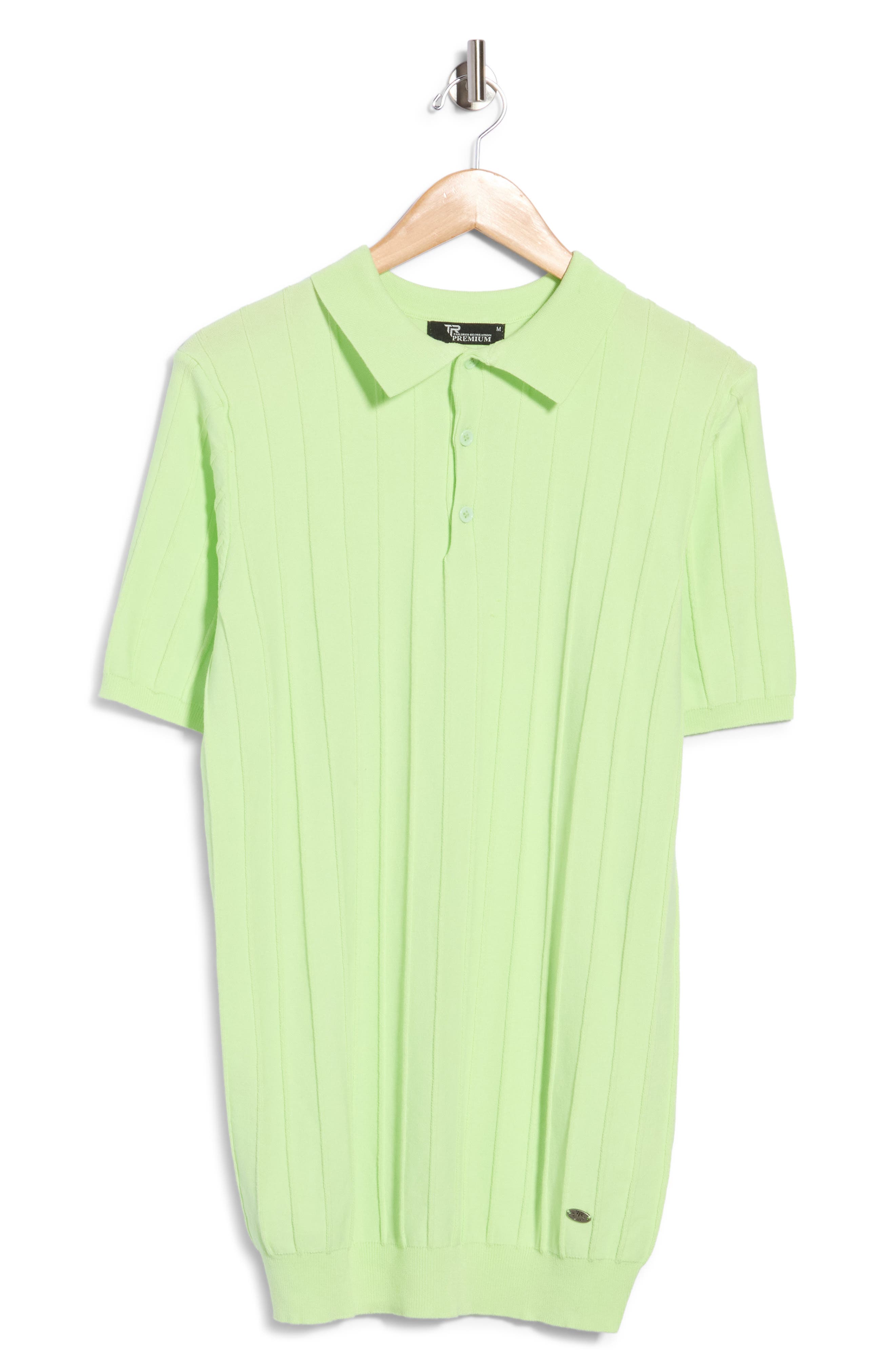 Textured Rib-Knit Short Sleeve Polo Sweater