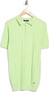 T.R. PREMIUM Textured Rib-Knit Short Sleeve Polo Sweater