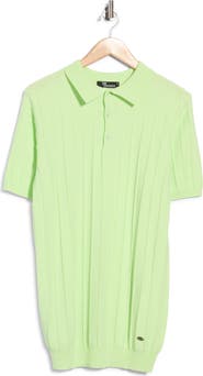 T.R. PREMIUM Textured Rib-Knit Short Sleeve Polo Sweater