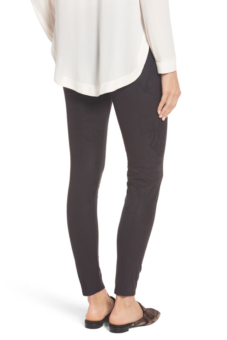 Lyssé High Waist Faux Suede Leggings, Alternate, color, BLACK
