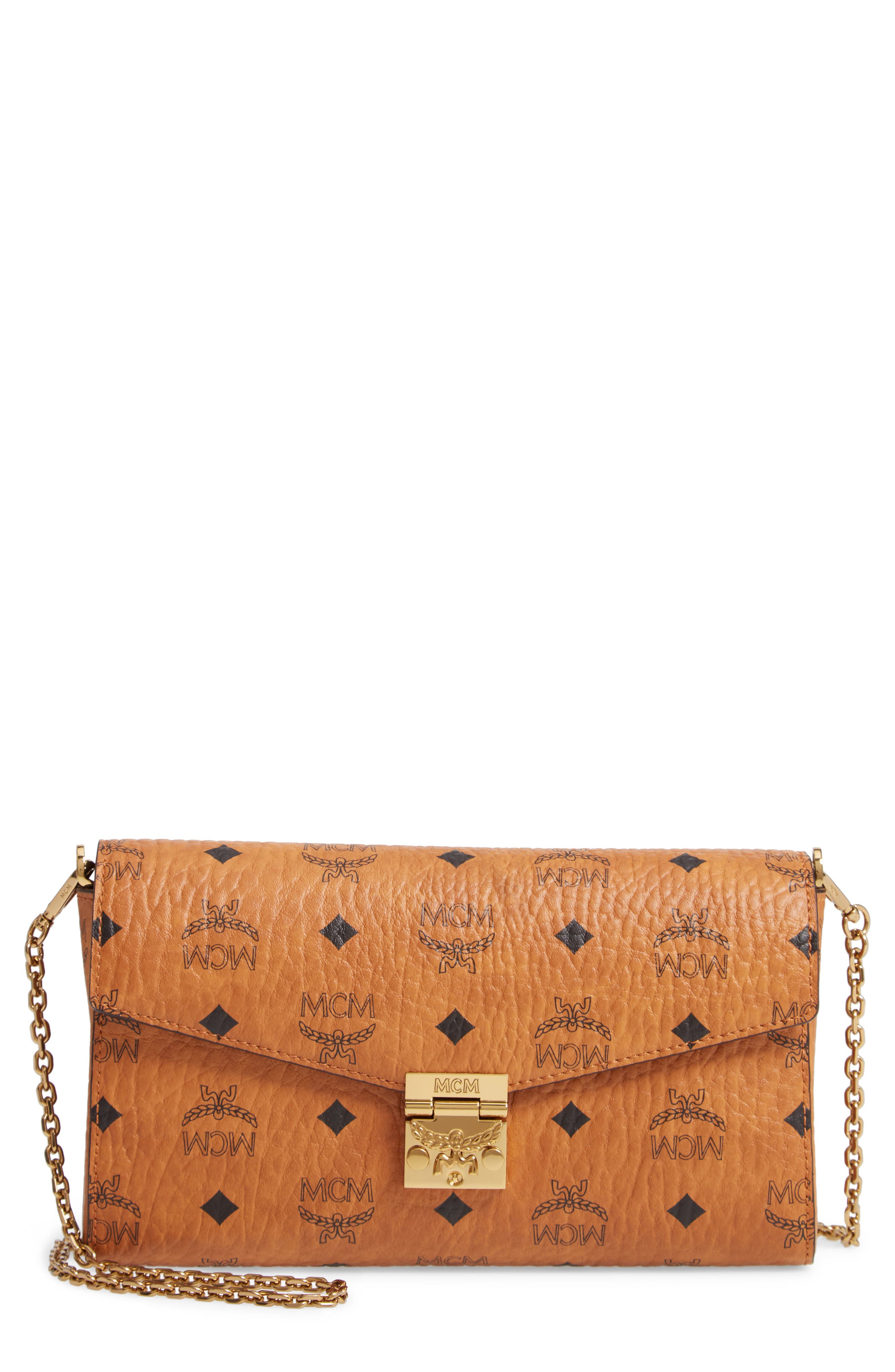 Millie Monogrammed Leather Crossbody Bag, Main, color, COGNAC BROWN