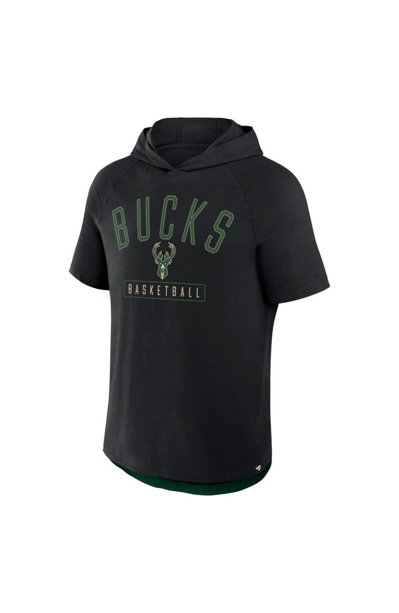 FANATICS Men's Fanatics Black Milwaukee Bucks Pass Legend Raglan Hoodie T-Shirt, Alternate, color, Black