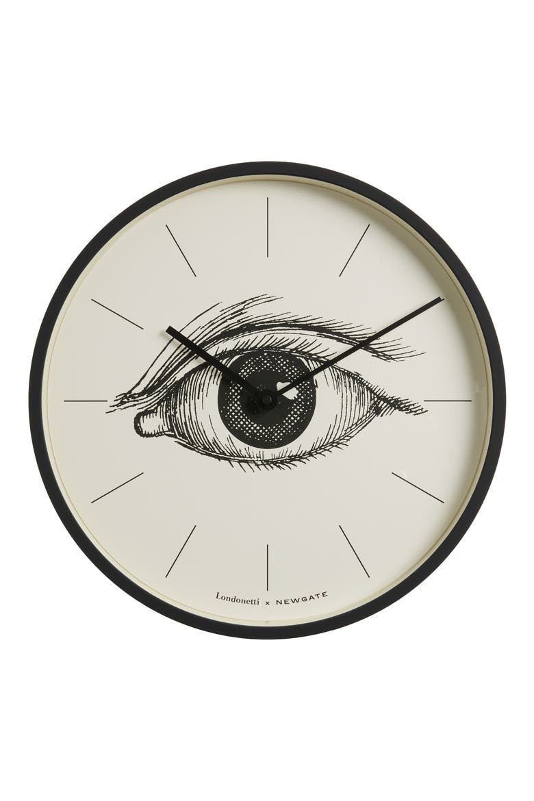 Number Three x Londonetti Eye Wall Clock, Main, color, WHITE