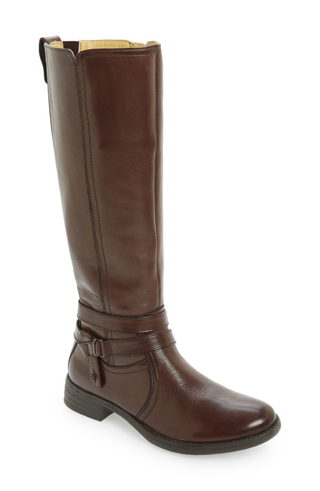 'Tracy' Round Toe Boot, Main, color, BROWN LEATHER