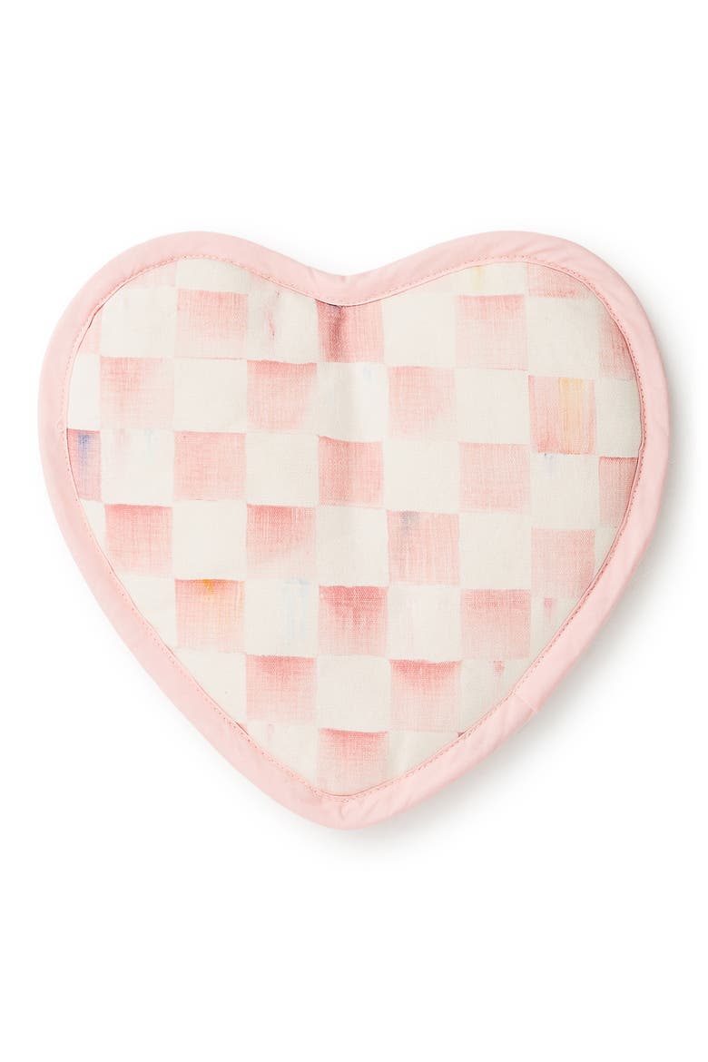 Rosy Check Heart Potholder, Main, color, ROSY