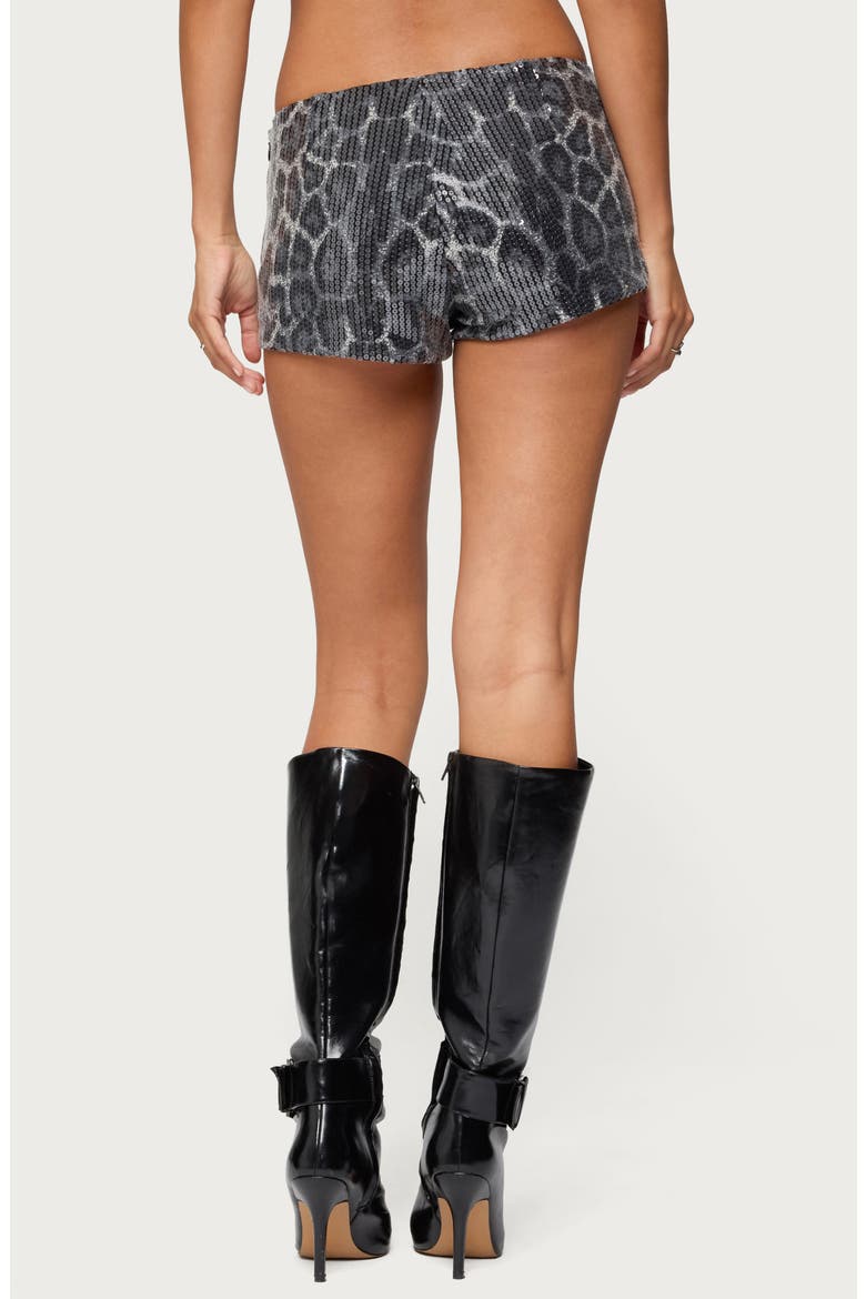 Sequin Leopard Print Microshorts, Alternate, color, BLACK