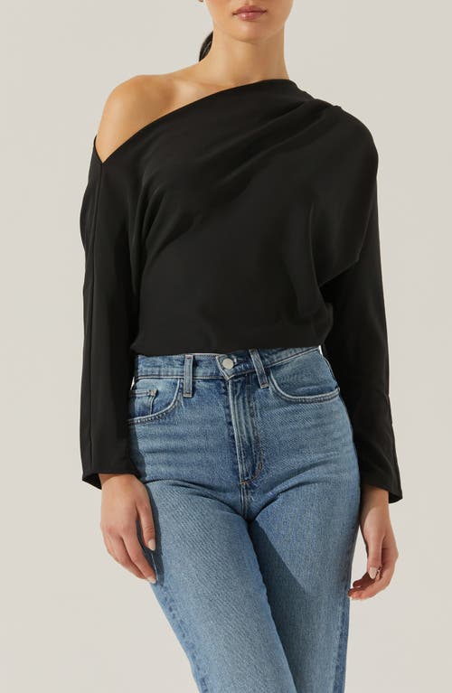 Astr The Label Orlia One-shoulder Woven Top In Black